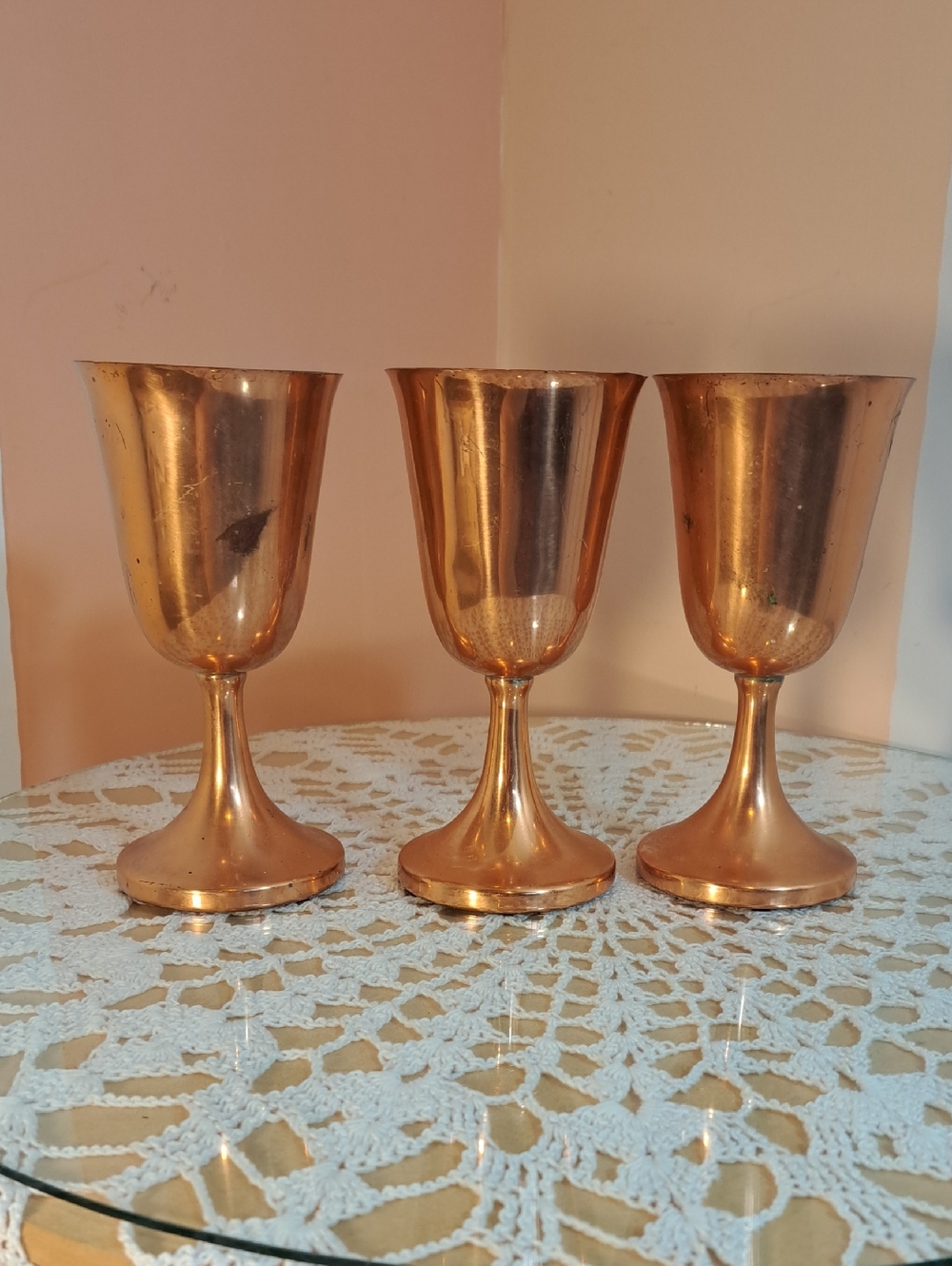 Polished Copper Goblet Set — 3-Piece Copper Finish Drinkware